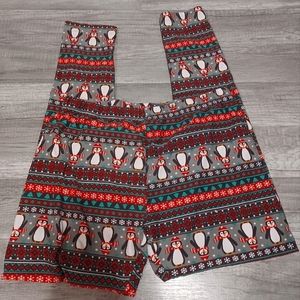 3/$15 🌟 NO BOUNDARIES Women's Christmas Penguins/Snowflakes Leggings, Size L